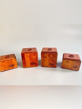 Wood Kitchen Canister Set Coffee Tea Sugar Flour Storage